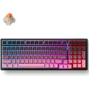 MCHOSE G98 Pro Black Pink Flame Orange Wireless Tri-Mode Custom Mechanical gaming toetsenbord