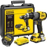 Stanley V20 18V borstelloze schroefklopboormachine klopboormachine Koffer, 2 accu's en oplader inbegrepen