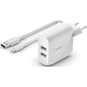 Belkin Boost Charge 2-poorts USB-A wandlader met USB-A naar micro-USB kabel oplader 24W