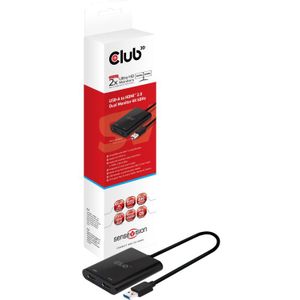 Club 3D USB 3.2 Gen1 Type A naar HDMI Dual Monitor 4K 60Hz adapter CSV-1474