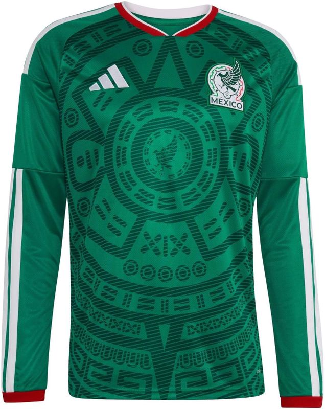 Adidas Mexico 26 Home Replica Long Sleeve Jersey Truien/Replica's Heren - Groen - Maat L - Poly Mesh