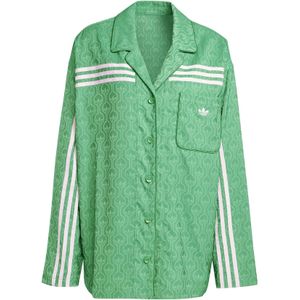adidas - Pyjama Top - Geweven Satijnen Jacquard - Vintage 70s - Dameshemd