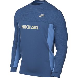 Nike - Crewneck Sweatshirt Air Brushed-back - Blauw - 80% Katoen - Lange Mouwen