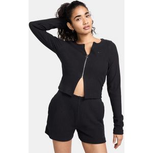 Nike - Sportswear Chill Rib - Aansluitend Damesvest - Zwart - Met Rits Over De Hele Lengte