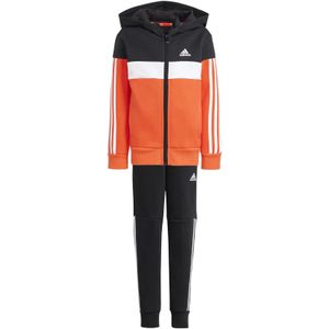 adidas - Tiberio 3-Stripes Colorblock - Trainingspak - Zwart - Fleece - Kinderen