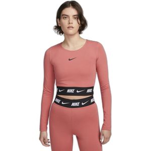 Nike - Sporty Crop Langarm T-Shirt - Roze - Dames - Katoen