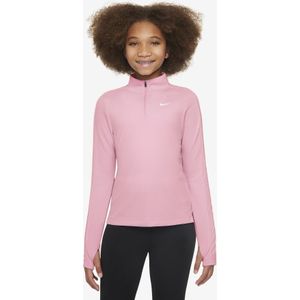 Nike - Dri-FIT - Meisjestop - Medium Soft Pink - Lange Mouwen - Korte Rits