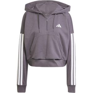 Dames Sweater met 1/4 rits en capuchon adidas Essentials 3-Stripes French Terry