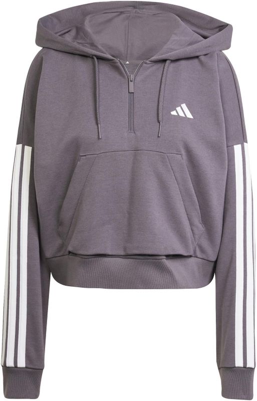 Dames Sweater met 1/4 rits en capuchon adidas Essentials 3-Stripes French Terry