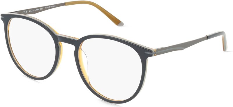 Jaguar 2502 Herren-Brille inkl. Gläser Vollrand Rund Acetat-Gestell 52mm/19mm/145mm, blau