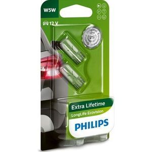 Philips Extra LifeTime Longlife EcoVision W5W W2.1x9.5d 12v | 12961LLECOB2