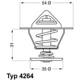 Thermostaat, koelvloeistof BorgWarner (Wahler) 4264.84D