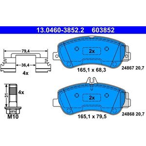 Remblokkenset, schijfrem ATE 13.0460-3852.2