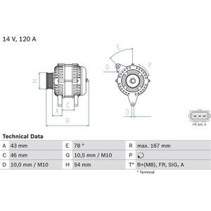 Dynamo / Alternator BOSCH 0 986 049 171