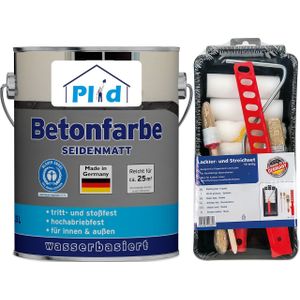 Premium Betonfarbe Sockelfarbe Bodenfarbe Bodenbeschichtung Set Silbergrau