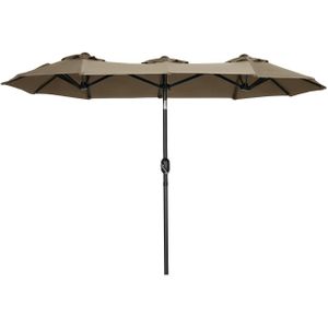 Gartenschirm 285 x 147cm Marktschirm mit Winddach für Terrasse Grau