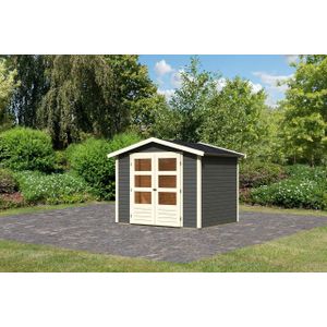 Gartenhaus ""Leric II"" SET terragrau mit Schindeln