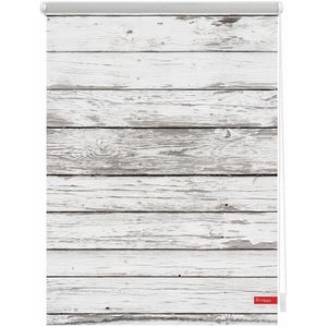 Rollo Klemmfix, ohne Bohren, blickdicht, Bretter-Vintage Weiß, 90 x 150 cm (B x L)