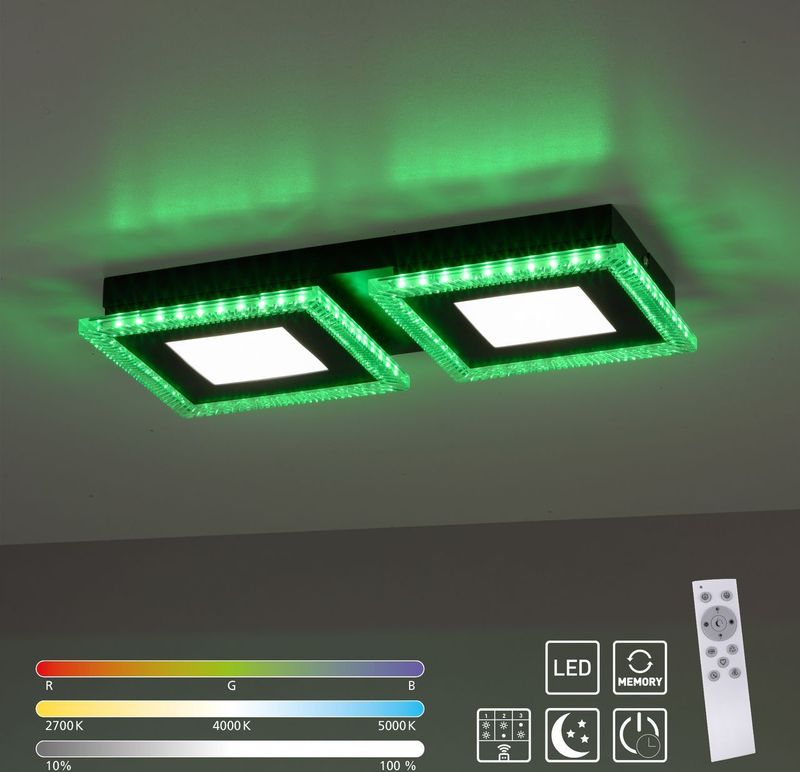 LED-Deckenleuchte ACRI, mit RGB Farbmodus, CCT, dimmbar, schwarz