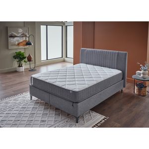 Boxspringbett ""Argaform"" mit Bettkasten und Orthopädische Hybrid 5 Zonen - Hellgrau