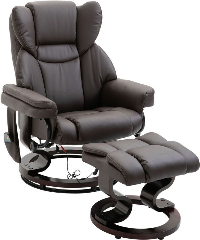 Massagesessel mit Fußhocker Relaxsessel 145°-Neigung Kunstleder Braun 79 x 82 x 101 cm