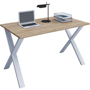Schreibtisch ""Lona"" 140x50 X-Fußgestell Sonoma-Eiche/Weiß