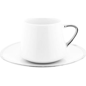 12 Tlg. Set Mokkatassen mit Untertassen aus Porzellan Mokkaservice 100 ml