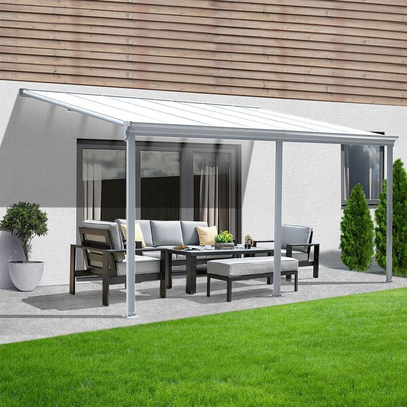 Terrassenüberdachung SOLIS 557 x 303 x 226/ 278 cm weiß