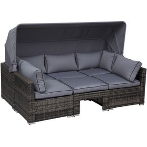 Lounge-Set Nola mit Sonnendach inkl. Kissen und Beistelltisch, ca.  209 x 72 x 72 cm - Anthrazit