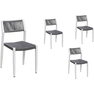 Stapelstuhl-Set Sol 4 teilig aus Aluminium - Weiß/Grau