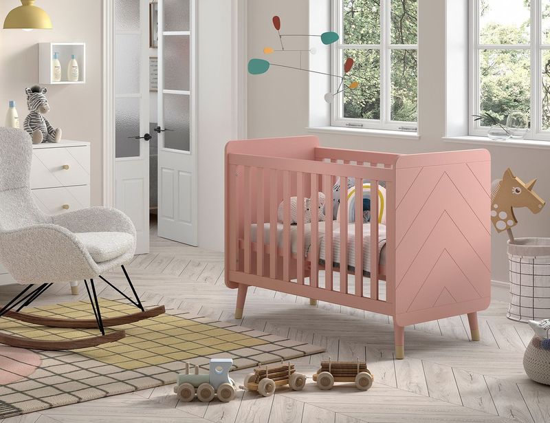 BILLY Babybett LF 60 x 120 cm, m. verst. Lattenrost, Ausf. MDF rosa lackiert