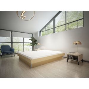 Premium Wasserbett mit Bettumrandung, Dual-System, 200x200, voll beruhigt, Sockel buche
