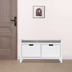Sitzbank mit Schuhschubladen mit Sitzkissen & 2 Türen - ca. 91 cm x 30 cm x 50 cm - Weiß
