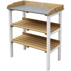 Pflanztisch mit Ablageflächen Braun/Weiß