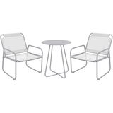 3tlg. Bistro-Set, Balkonmöbel-Set inkl. 1 Tisch, 2 Stühlen für Garten Hellgrau