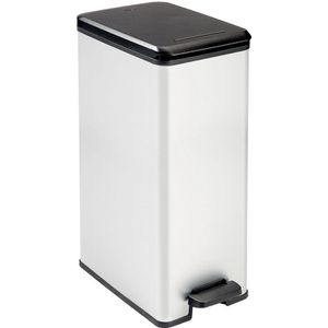 DECO SLIM BIN Abfalleimer 40L mit Fußpedal silber metallic