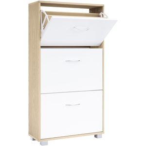 Schuhschrank Eiche/Weiß 115x60x24cm