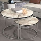 Couchtischset Skagen - Marmor, weiß / Silber