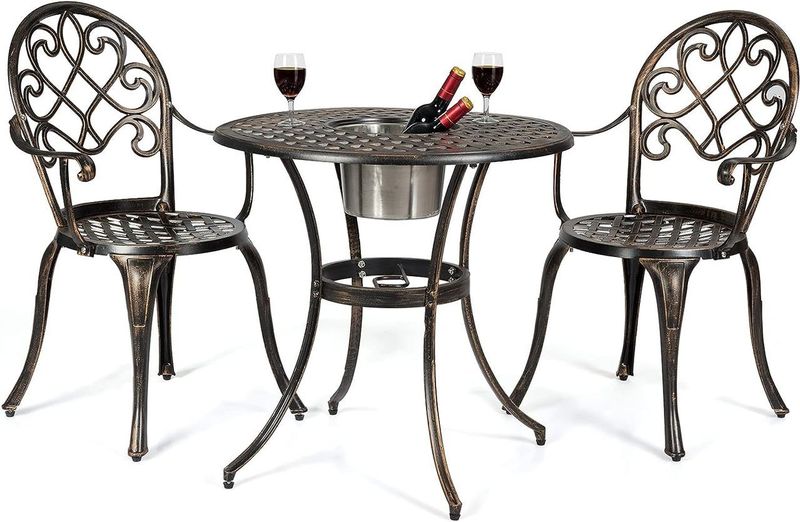 3tlg. Bistro-Set mit 2 Stühlen & Beistelltisch