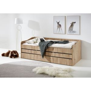 Funktionsbett Jill 90x200 inkl. Rolllattenrost, 3 Schubladen u. Bettschublade Artisan Dekor