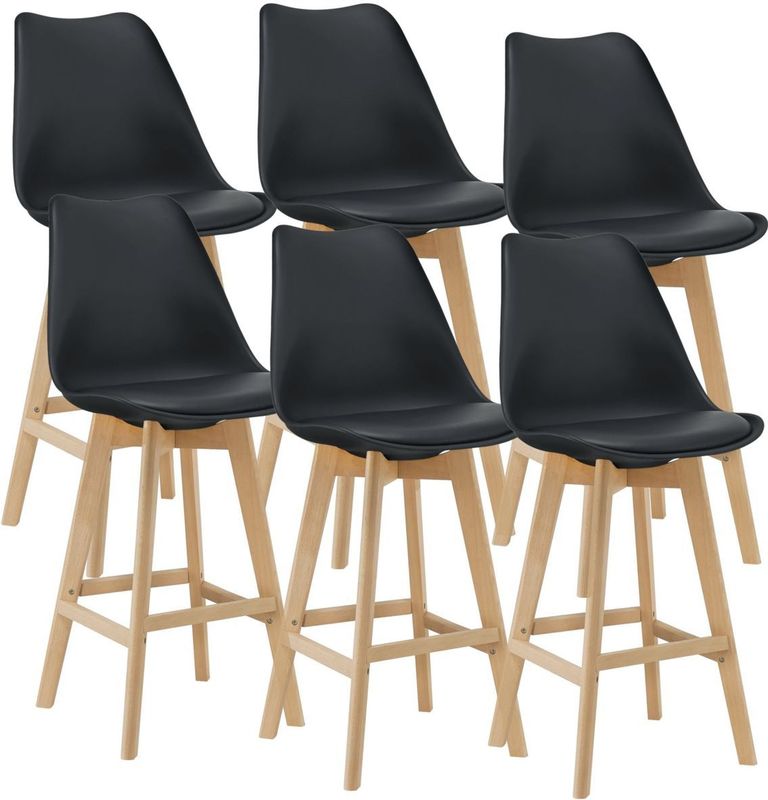 6er-Set Barstuhl mit Rückenlehne Lublin Schwarz