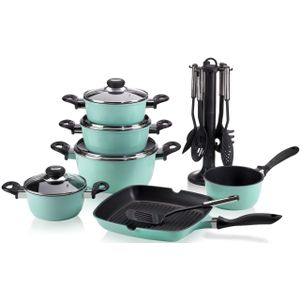 Aluguss Kochtopf Set 17 tlg., mint
