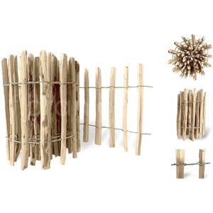 Staketenzaun Haselnuss Gartenzaun 5 m, Höhe 120 cm, Lattenabstand 4-6 cm Rollzaun Hundezaun