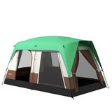 Tunnelzelt Campingzelt für 8 Personen, mit Lichthaken, Meshfenster Grün