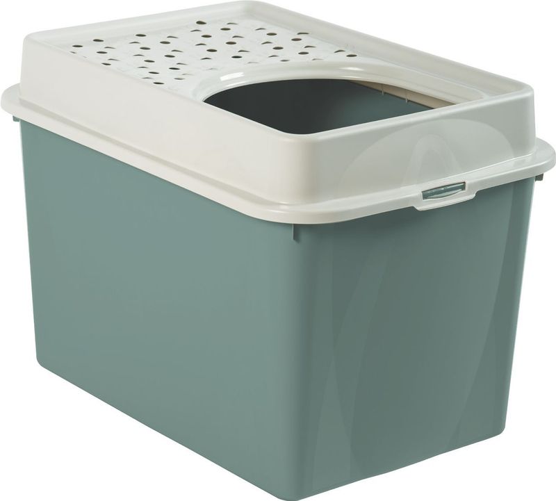 Rotho MyPet Eco Berty Katzenklo mit Top-Eingang, grün/weiss (recycelt)