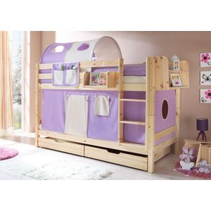 Etagenbett ""Marcel"" Kiefer Natur ""lila-beige