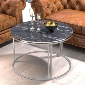 Couchtisch Aulum 50 x 70 cm Marmor, schwarz / Silber