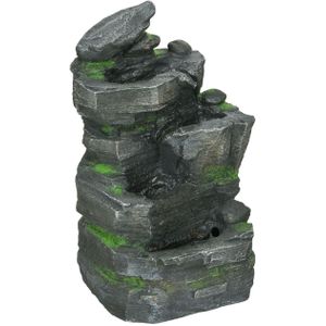Gartenbrunnen Solar Springbrunnen mit 4 Stufen, LED-Beleuchtung