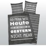 Sprüche Bettwäsche Größe 80x80 + 135x200 cm