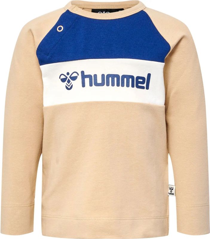 Hummel - hmlMurphy - T-shirt - Wit - 95% Biologisch Katoen, 5% Elastaan, Lange Mouwen, Drukknopen